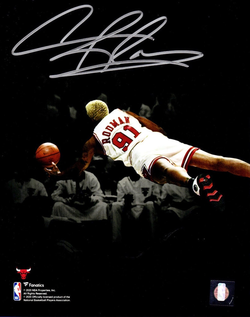 Picture of Schwartz Sports Memorabilia ROD08P210 8 x 10 in. NBA Chicago Bulls Dennis Rodman Signed Diving Spotlight Photo