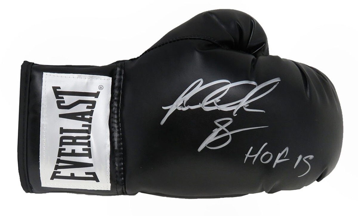 Picture of Schwartz Sports Memorabilia BOWGLV505 Riddick Bowe Signed Everlast Black Boxing Glove with HOF 2015 Inscription