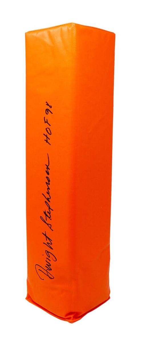 STEPYL300 NFL Miami Dolphins Dwight Stephenson Signed Orange Endzone Football Pylon with HOF 98 Inscription