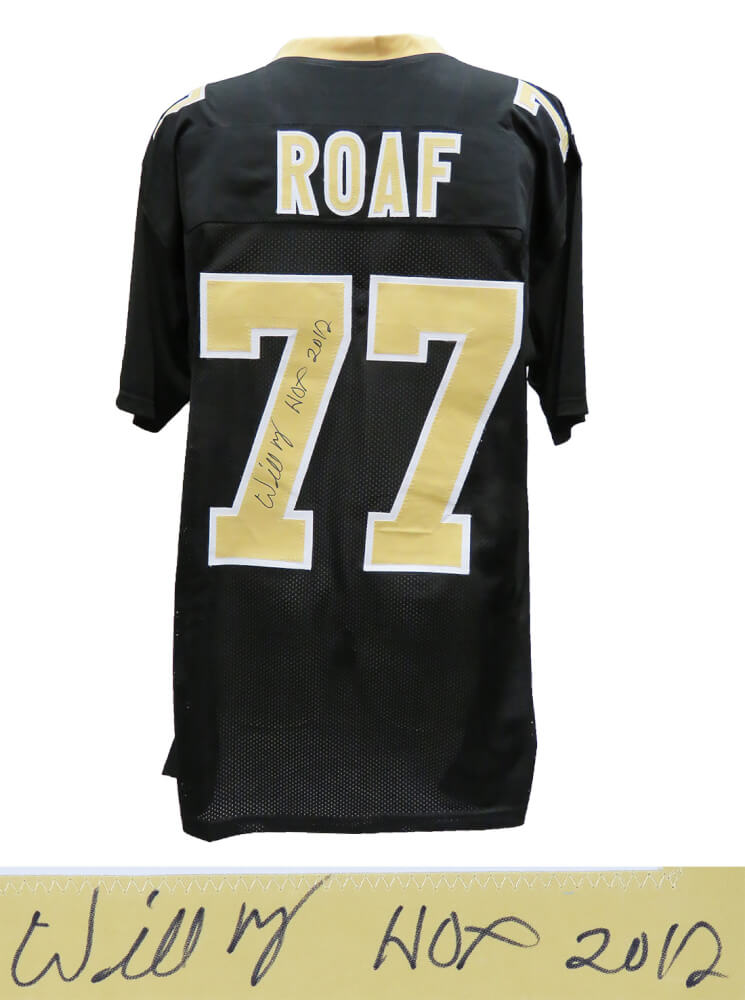 Picture of Schwartz Sports Memorabilia ROAJRY303 Willie Roaf Signed Black Custom Jersey with HOF 2012 Inscription