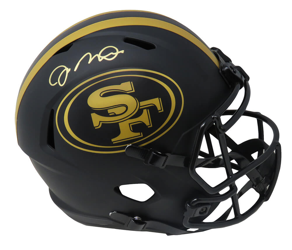 MONREP305 Joe Montana Signed San Francisco 49ers Eclipse Riddell Speed Full Size Replica Helmet, Black Matte