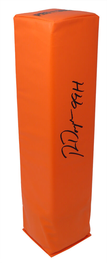 DAYPYL300 Ron Dayne Signed Endzone Pylon with 99H - Orange