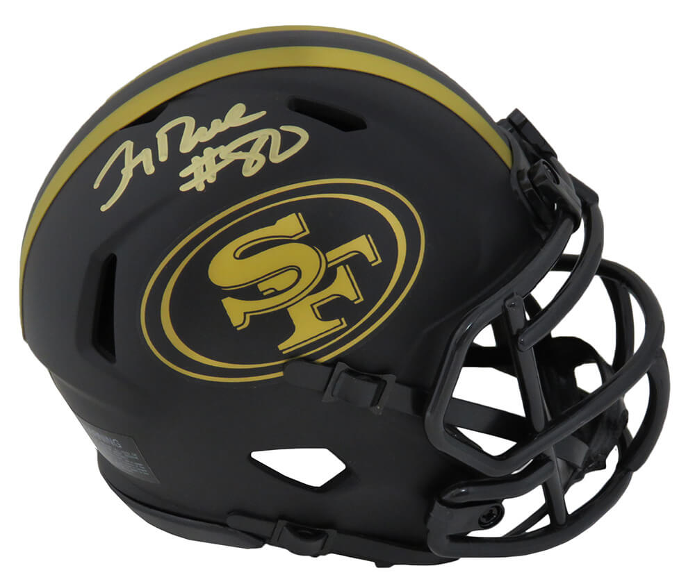Picture of Schwartz Sports Memorabilia RICMIN314 Jerry Rice Signed San Francisco 49ers Eclipse Riddell Speed Mini Helmet&#44; Black Matte
