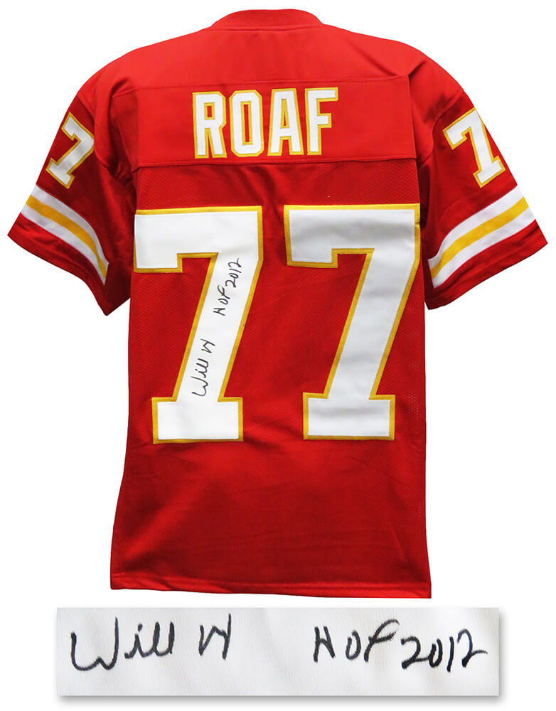 Picture of Schwartz Sports Memorabilia ROAJRY304 Willie Roaf Signed Red Custom Jersey with HOF 2012