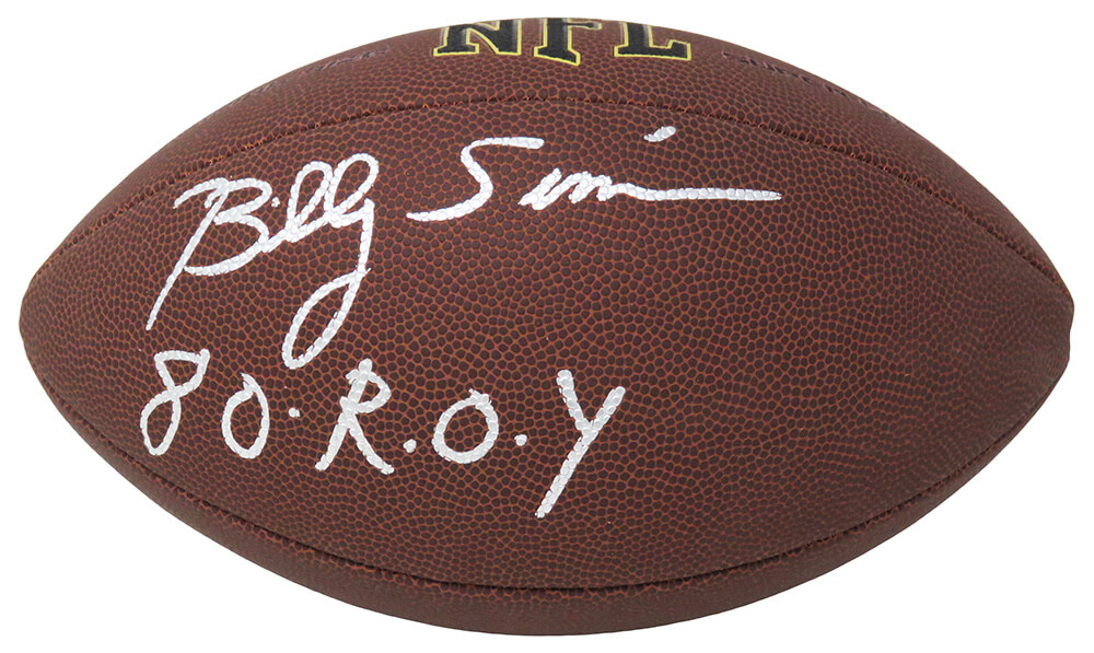 SIMFTB308 Billy Sims Signed Wilson Super Grip Full Size NFL Football with 80 ROY