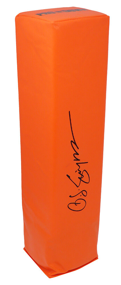 SIMPYL300 O.J. Simpson Signed Endzone Football Pylon, Orange