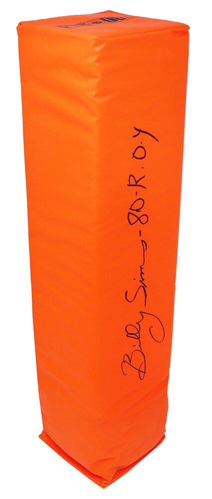 Picture of Schwartz Sports Memorabilia SIMPYL311 Billy Sims Signed Endzone Football Pylon with 80 ROY&#44; Orange