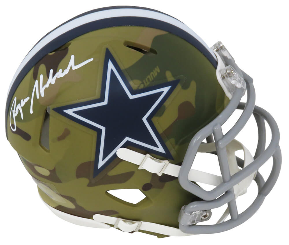 Picture of Schwartz Sports Memorabilia STAMIN325 Roger Staubach Signed Dallas Cowboys Camo Riddell Speed Mini Helmet