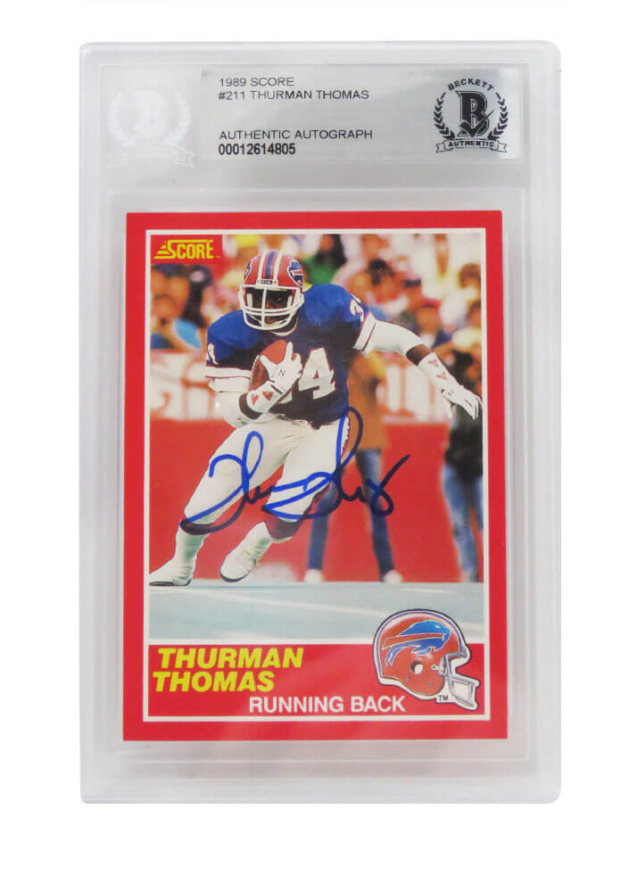 THOCAR302 Thurman Thomas Signed Buffalo Bills 1989 Score Rookie Card No. 211