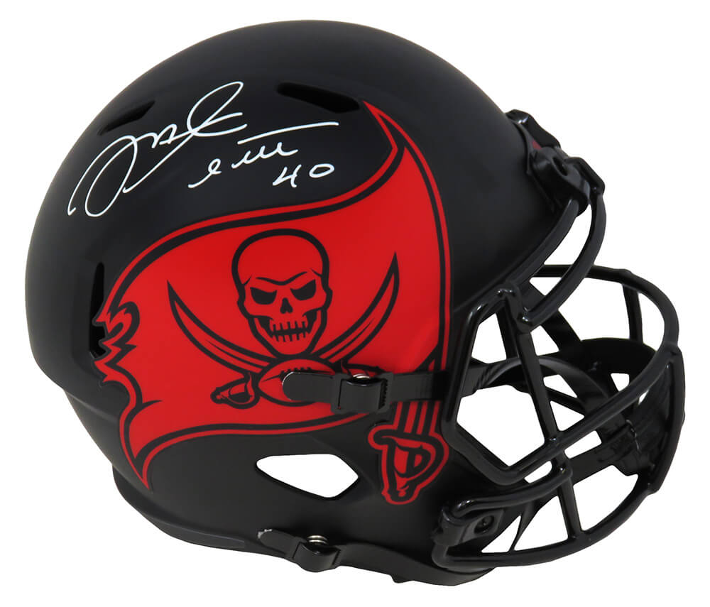 Picture of Schwartz Sports Memorabilia ALSREP307 Mike Alstott Signed Tampa Bay Buccaneers Eclipse Riddell Full Size Speed Replica Helmet