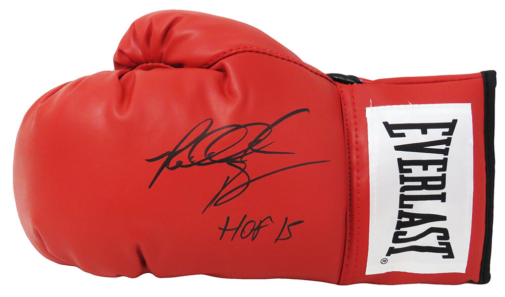 Picture of Schwartz Sports Memorabilia BOWGLV503 Riddick Bowe Signed Everlast Boxing Glove with 2015 HOF 2015&#44; Red