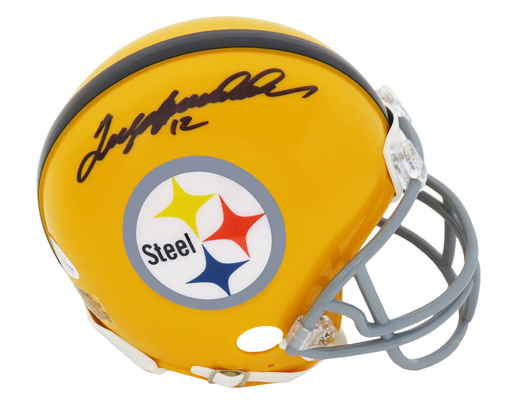 Picture of Schwartz Sports Memorabilia BRAMIN312 Terry Bradshaw Signed Pittsburgh Steelers Throwback Riddell Mini Helmet - Beckett & Gold