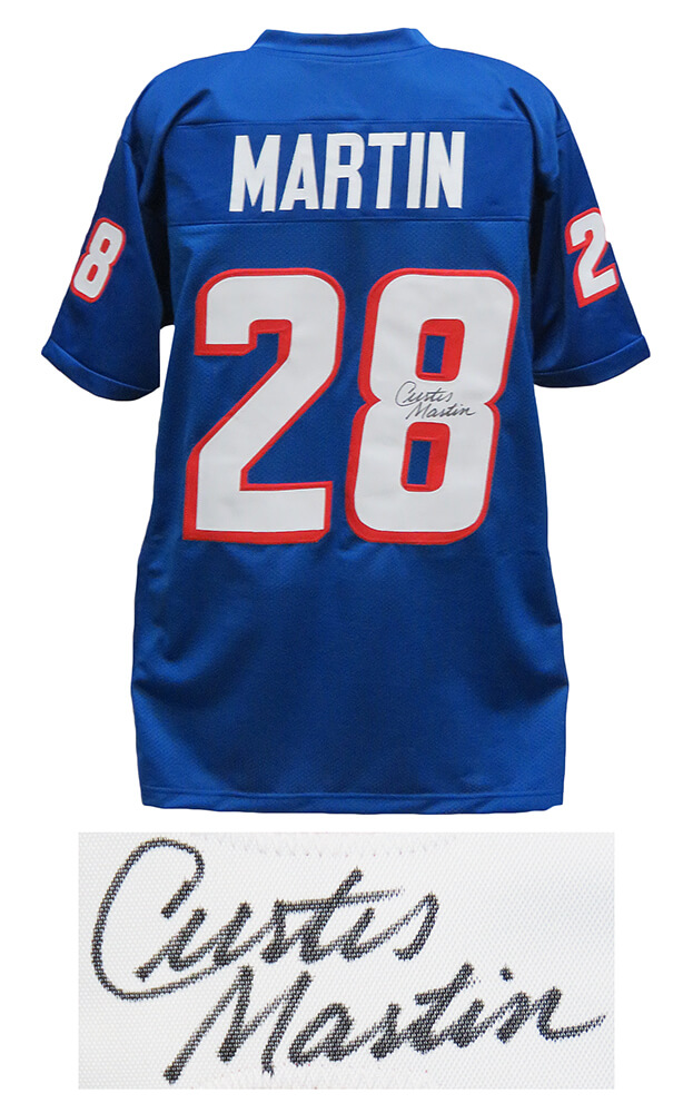 MARJRY352 Curtis Martin Signed Throwback Custom Football Jersey, Blue