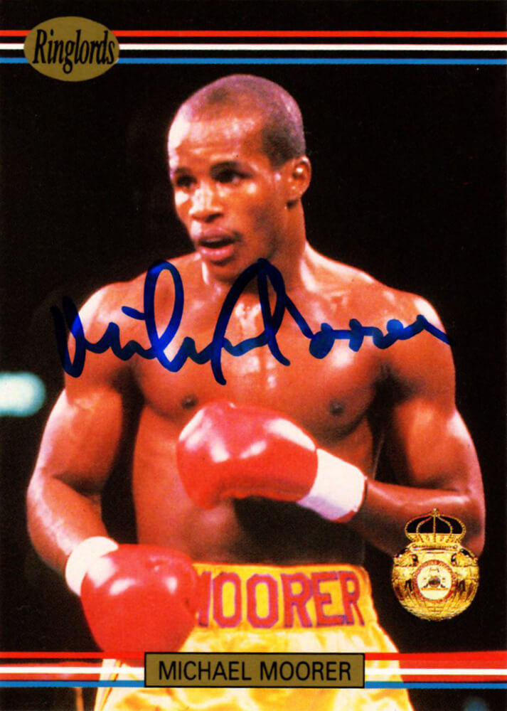 MOOCAR502 Michael Moorer Signed 1991 Ringlords Boxing No.14 Trading Card