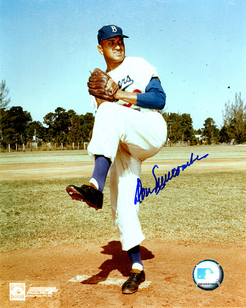 NEW08P110 8 x 10 Don Newcombe Signed Dodgers Pitching Pose Photo