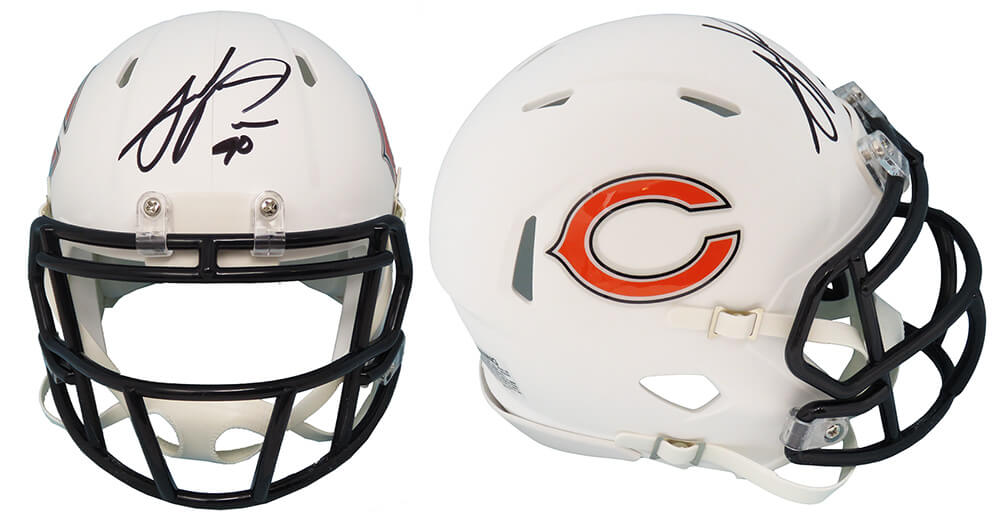 PEPMIN302 Julius Peppers Signed Chicago Bears Flat Riddell Speed Mini Helmet, White Matte