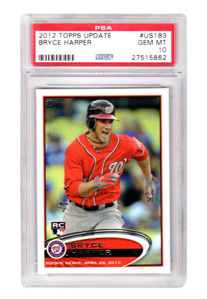 PS1BH12T3 MLB Washington Nationals Bryce Harper 2012 Topps Update Baseball No. US183 RC Rookie Card - Silver Label - PSA 10 GEM Mint