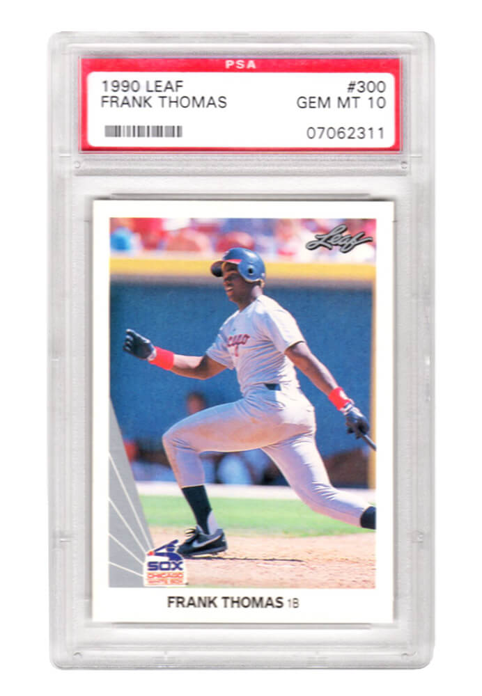 PS1FT90L1 MLB Chicago White Sox Frank Thomas 1990 Leaf Baseball No. 300 RC Rookie Card - PSA 10 GEM Mint