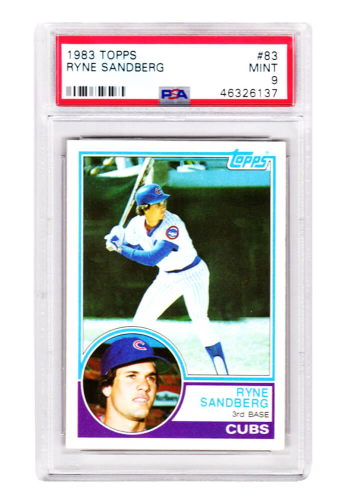 Ryne Sandberg autographed baseball card (Chicago Cubs) 1991 Fleer