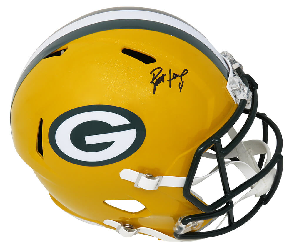 Picture of Schwartz Sports Memorabilia FAVREP309 Brett Favre Signed Green Bay Packers Riddell Full Size Speed Replica Helmet
