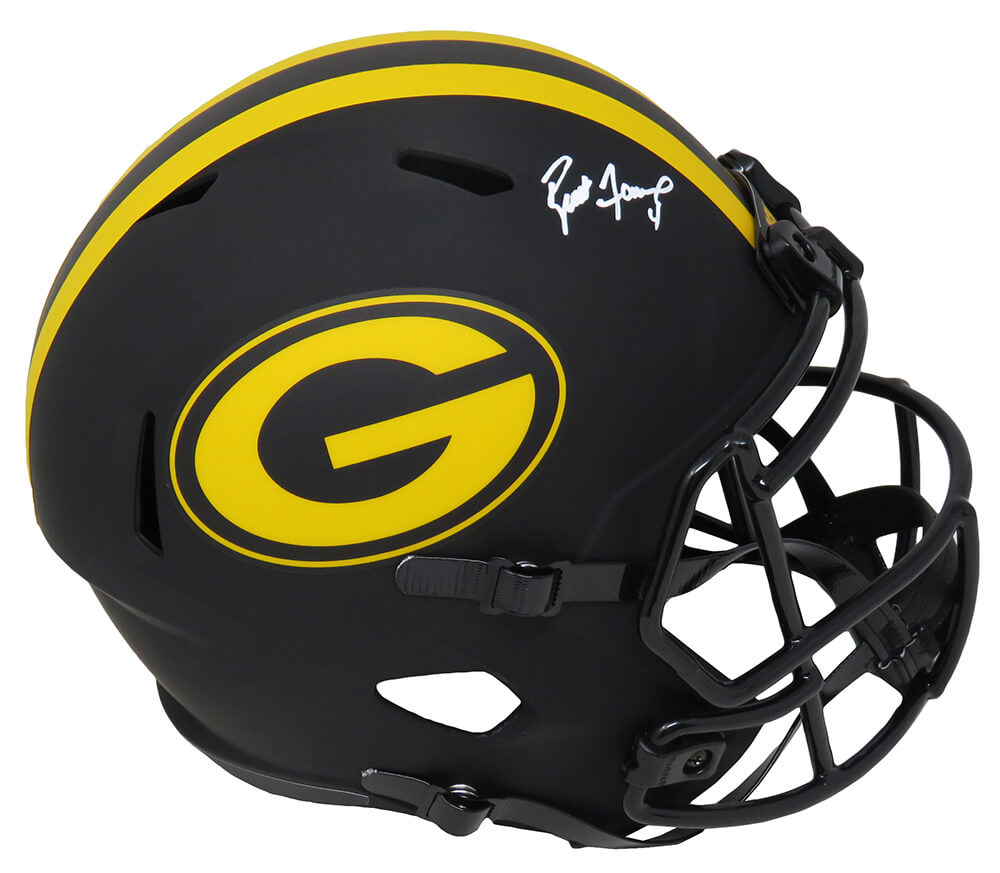 Picture of Schwartz Sports Memorabilia FAVREP310 Brett Favre Signed Green Bay Packers Eclipse Riddell Full Size Speed Replica Helmet