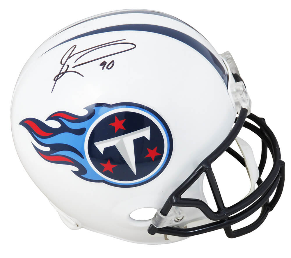 Picture of Schwartz Sports Memorabilia KEAREP302 Jevon Kearse Signed Tennessee Titans White Throwback Riddell Full Size Replica Helmet