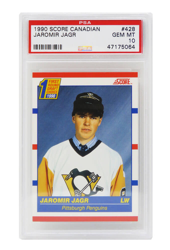 Picture of Schwartz Sports Memorabilia PS4JJ90S2 Jaromir Jagr Pittsburgh Penguins 1990 Score Canadian Hockey No.428 RC Rookie Card - PSA 10 GEM MINT Silver Label