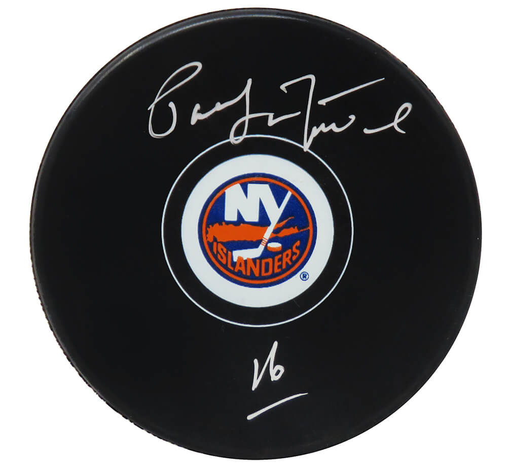 Picture of Schwartz Sports Memorabilia LAFPUC402 Pat LaFontaine Signed New York Islanders Logo Hockey Puck