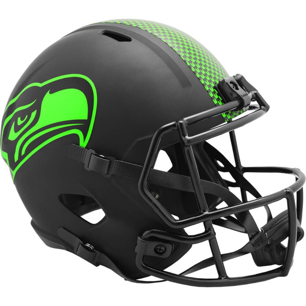 UHRSEA605 NFL Seattle Seahawks Eclipse Black Matte Riddell Speed Replica Football Helmet - Full Size