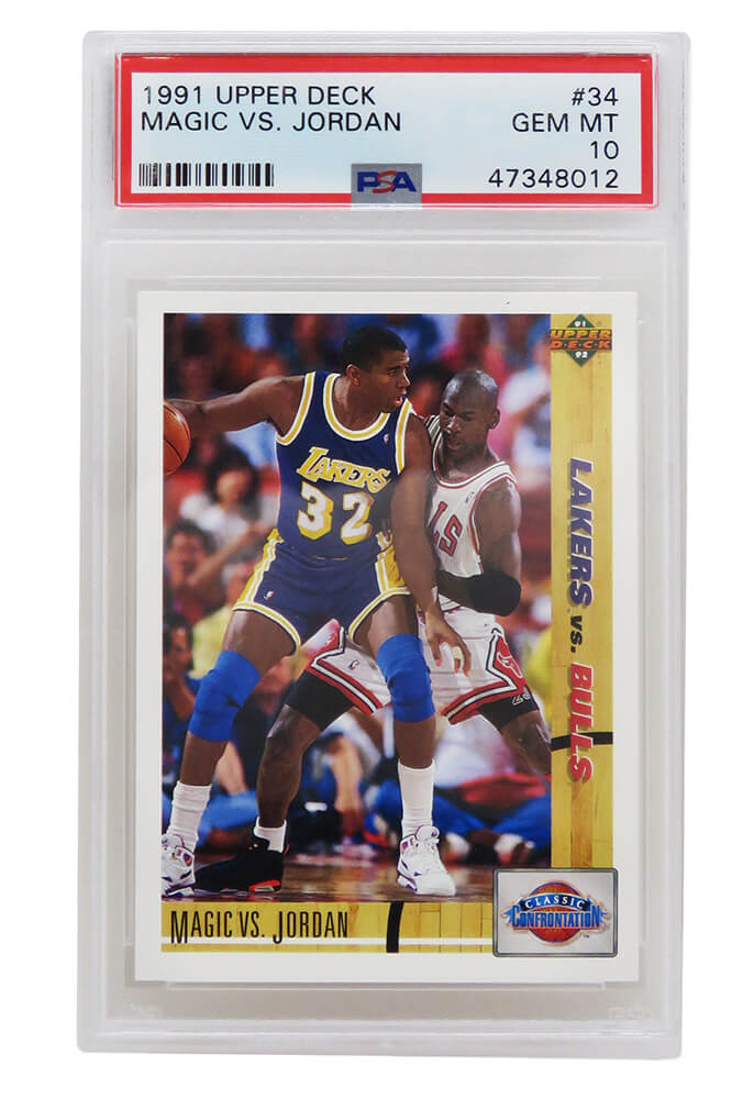 PS2MJ91U1 NBA Michael Jordan vs Magic Johnson 1991-92 Upper Deck Basketball No. 34 Card - PSA 10 GEM Mint -  Schwartz Sports Memorabilia