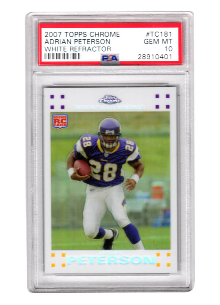 PS3AP07T1 Adrian Peterson Minnesota Vikings 2007 Topps Chrome White Refractor No.TC181 RC Rookie Card - PSA 10