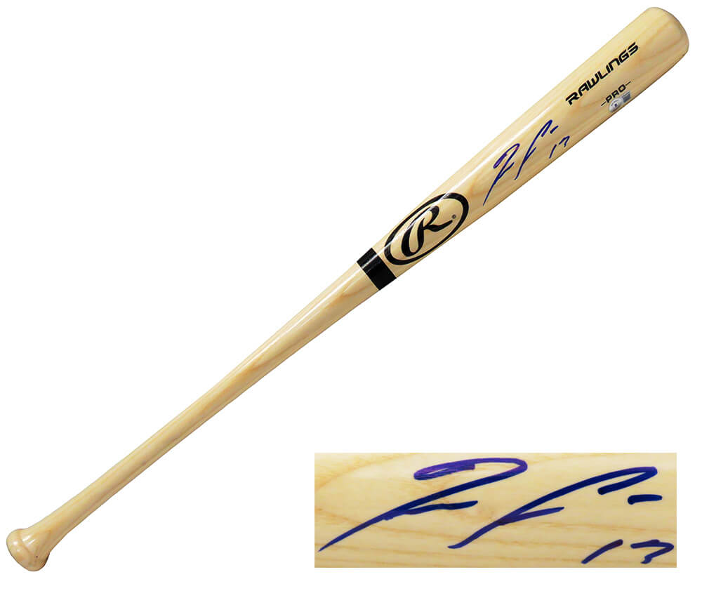 Picture of Schwartz Sports Memorabilia ACUBAT100 Ronald Acuna Junior Signed Rawlings Pro Blonde Baseball Bat with a Beckett Authentication Tamper