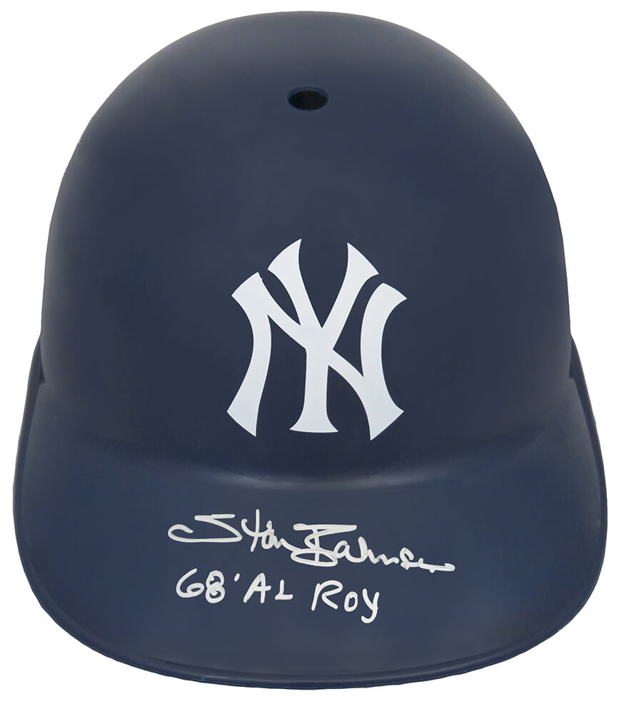 Picture of Schwartz Sports Memorabilia BAHBTH100 Stan Bahnsen Signed New York Yankees Souvenir Replica Batting Helmet with 68 AL ROY Inscriptions