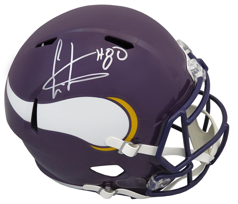 CARREP315 Cris Carter Signed Minnesota Vikings Throwback Riddell Full Size Speed Replica NFL Helmet