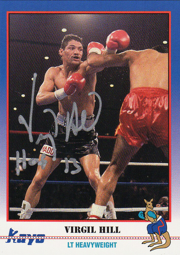 Picture of Schwartz Sports Memorabilia HILCAR500 Virgil Hill Signed 1991 Kayo Boxing No.101 Trading Card with HOF 13 Inscription