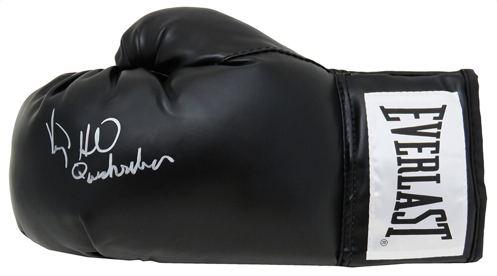 Picture of Schwartz Sports Memorabilia HILGLV503 Virgil Hill Signed Everlast Boxing Glove with Quicksilver Inscription&#44; Black