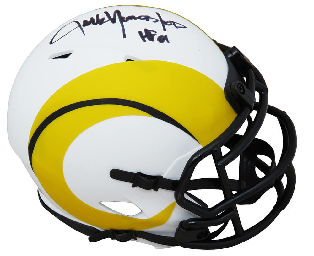 YOUMIN321 Jack Youngblood Signed Los Angeles Rams Lunar Eclipse White Matte Riddell Speed Mini Helmet with HF01