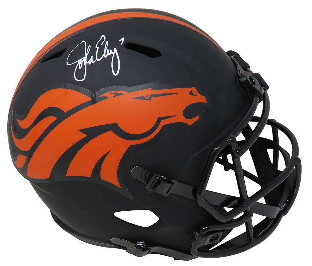 ELWREP306 John Elway Signed Denver Broncos Eclipse Black Matte Riddell Full Size Speed Replica Helmet