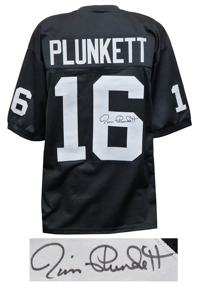 PLUJRY307 Jim Plunkett Signed Black Custom Jersey