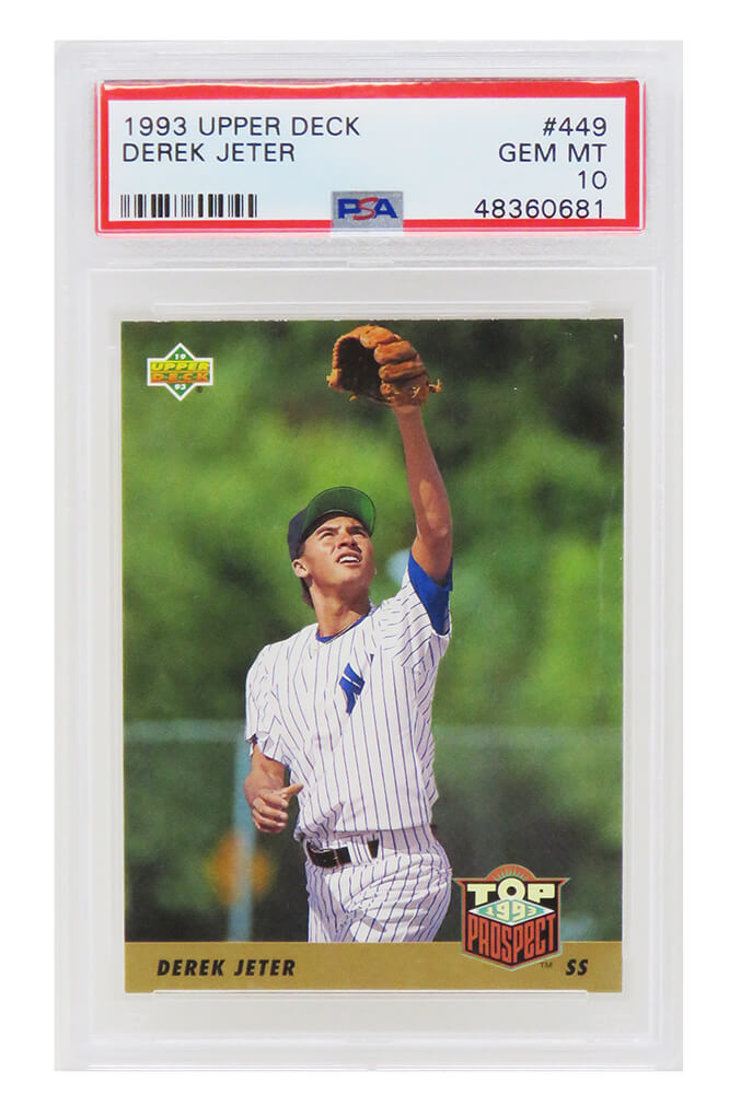 PS1DJ93U1 Derek Jeter Signed New York Yankees 1993 Upper Deck Baseball RC Rookie Card - No.449 for PSA 10 GEM MINT