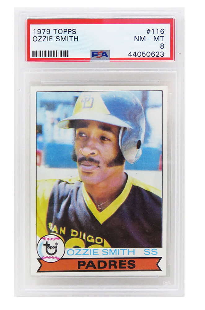 PS1OS79TC Ozzie Smith Signed San Diego Padres 1979 Topps Baseball RC Rookie Card - No. 116 for PSA 8 NM-MT C -  Schwartz Sports Memorabilia