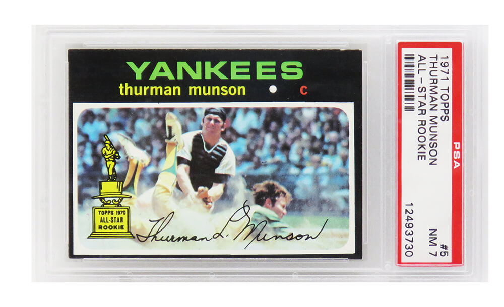 PS1TM71TD Thurman Munson Signed New York Yankees 1971 Topps All Star Rookie 2nd Year Card - No. 5 for PSA 7 NM D