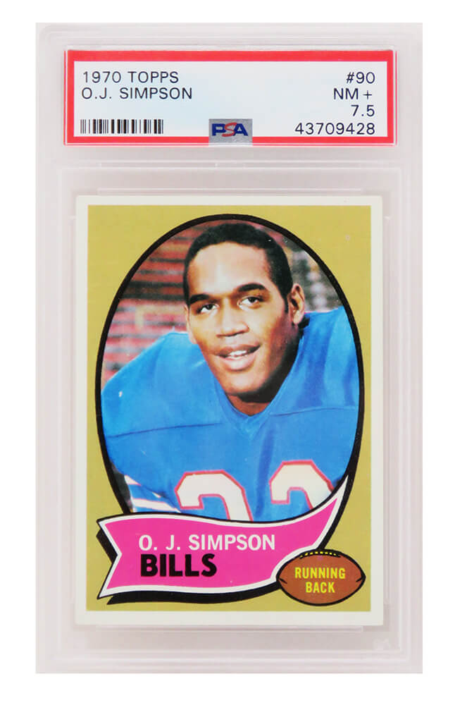 PS3OS70TB O.J. Simpson Signed Buffalo Bills 1970 Topps Football RC Rookie Card - No. 90 for PSA 7.5 NM B -  Schwartz Sports Memorabilia