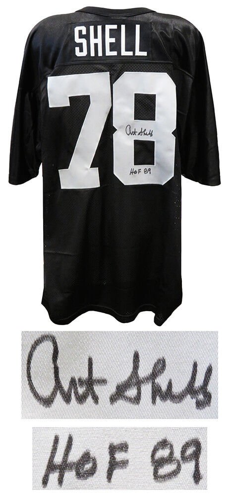 Picture of Schwartz Sports Memorabilia SHEJRY320 NFL Las Vegas Raiders Art Shell Signed Black Wilson Football Jersey with HOF 89 Inscription