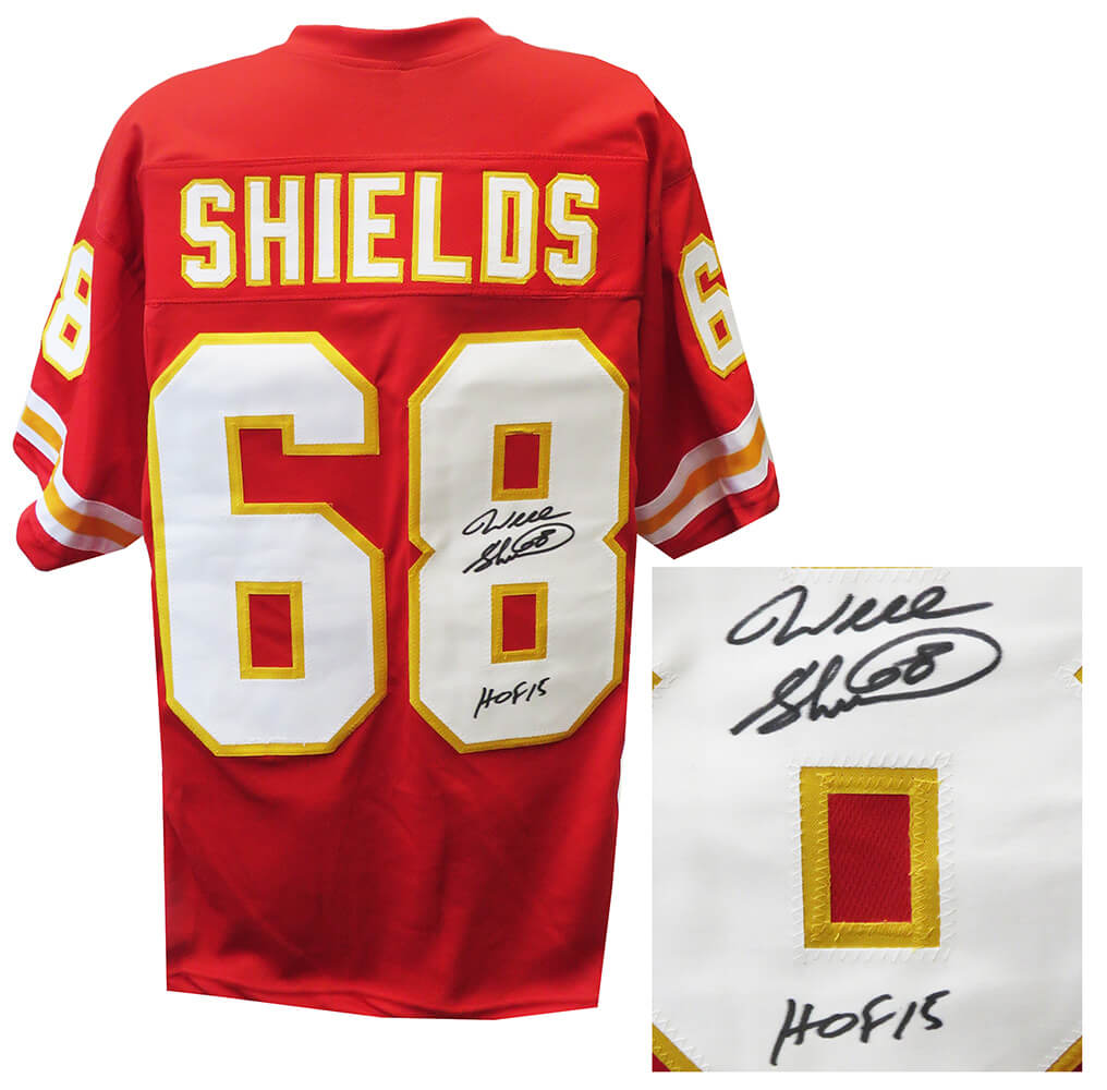 SHIJRY300 Will Shields Signed Football Jersey with HOF-15, Red