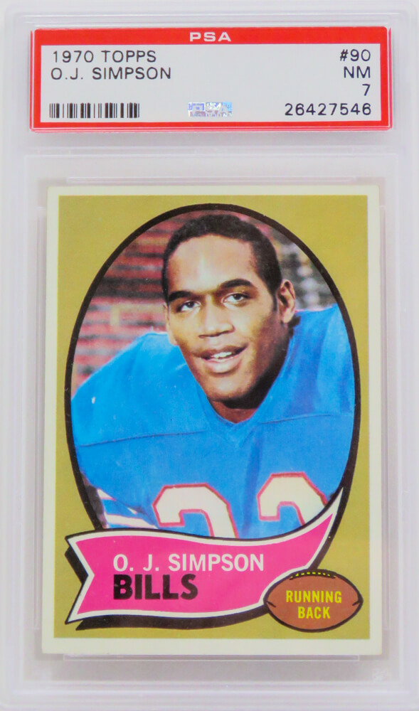 PS3OS70T7 O.J. Simpson - Buffalo Bills 1970 Topps Football No.90 RC Rookie Card - PSA 7 NM - Silver Label - G -  Schwartz Sports Memorabilia