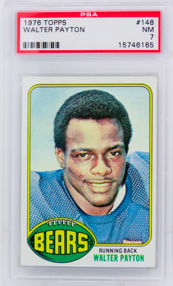 PS3WP76TA Walter Payton - Chicago Bears 1976 Topps Football No.148 RC Rookie Card - PSA 7 NM - A