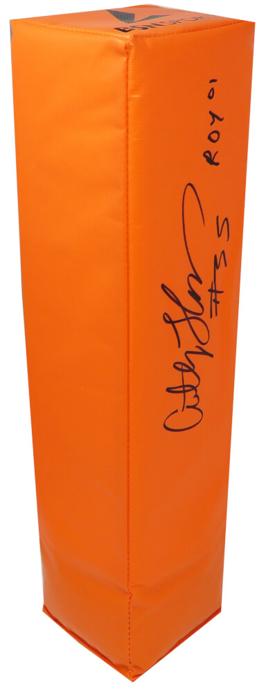 THOPYL320 NFL Kansas City Chiefs & Baltimore Ravens Anthony Thomas Signed Orange Endzone Pylon with ROY 2001 Inscription