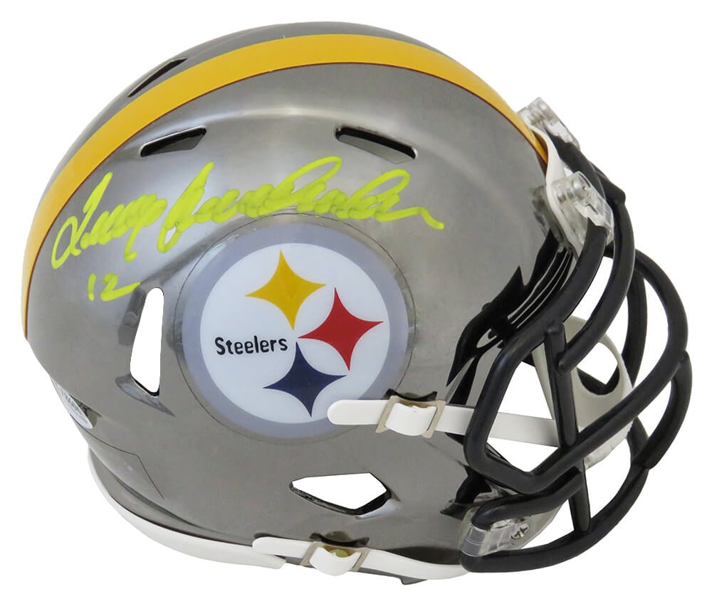 BRAMIN315 Terry Bradshaw Signed Pittsburgh Steelers Chrome Riddell Speed Mini Helmet with Beckett