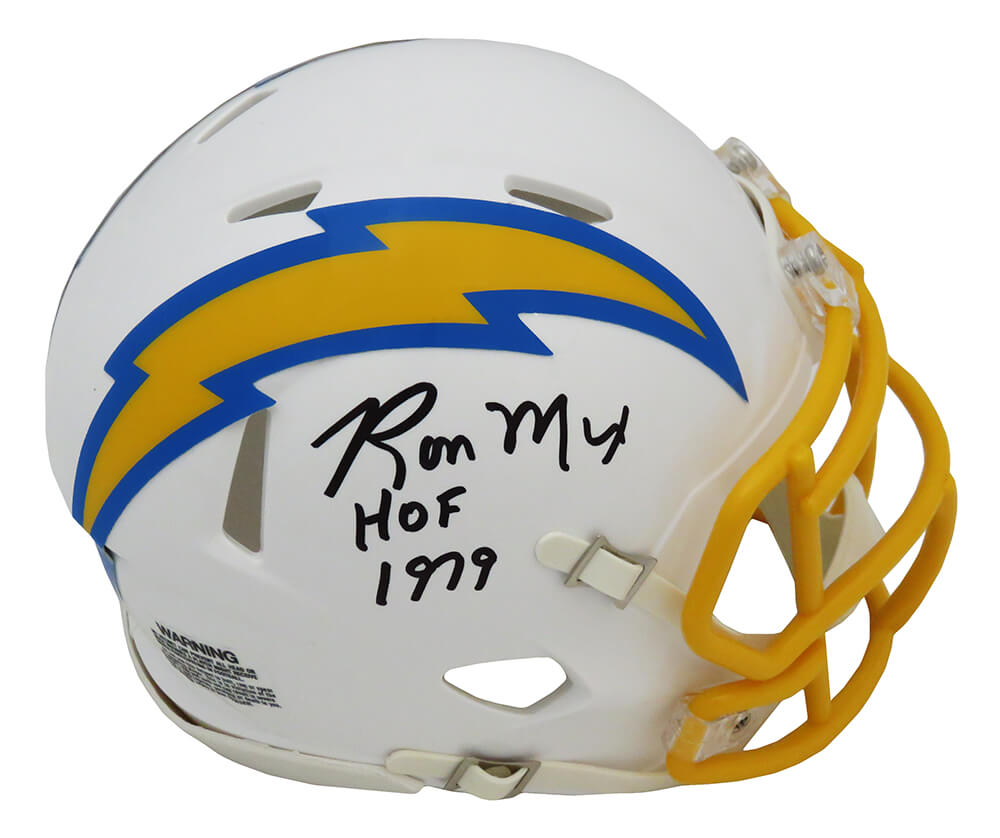 MIXMIN310 Ron Mix Signed Chargers Riddell Speed Mini Helmet with HOF 1979
